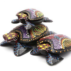 Hand Painted Colorful Sea Turtle Figurines Set